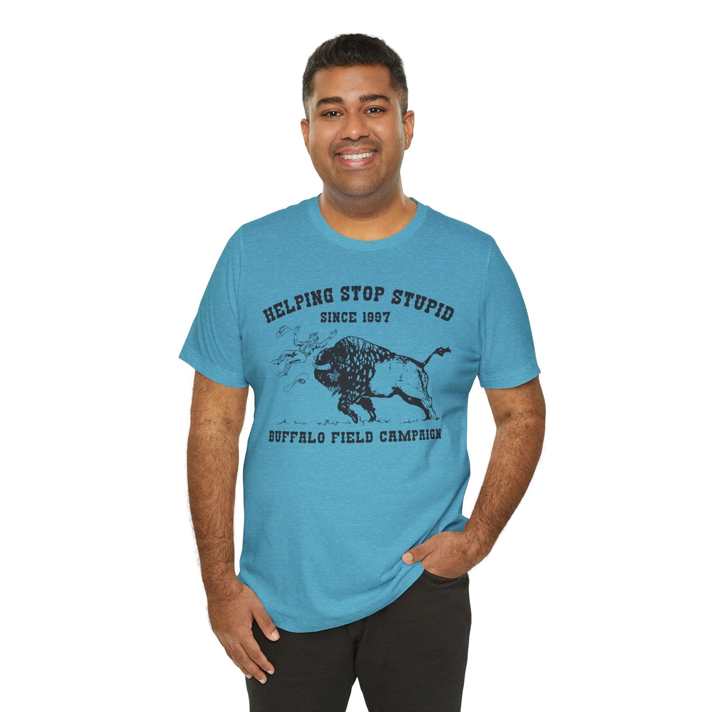Buffalo Field Campaign Tee — "Helping Stop Stupid" Vintage Conservation T-Shirt