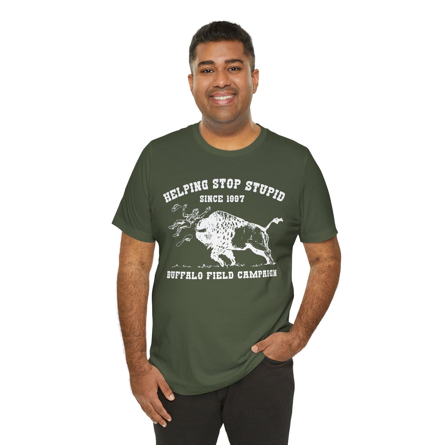 Buffalo Field Campaign Tee — "Helping Stop Stupid" Vintage Conservation T-Shirt