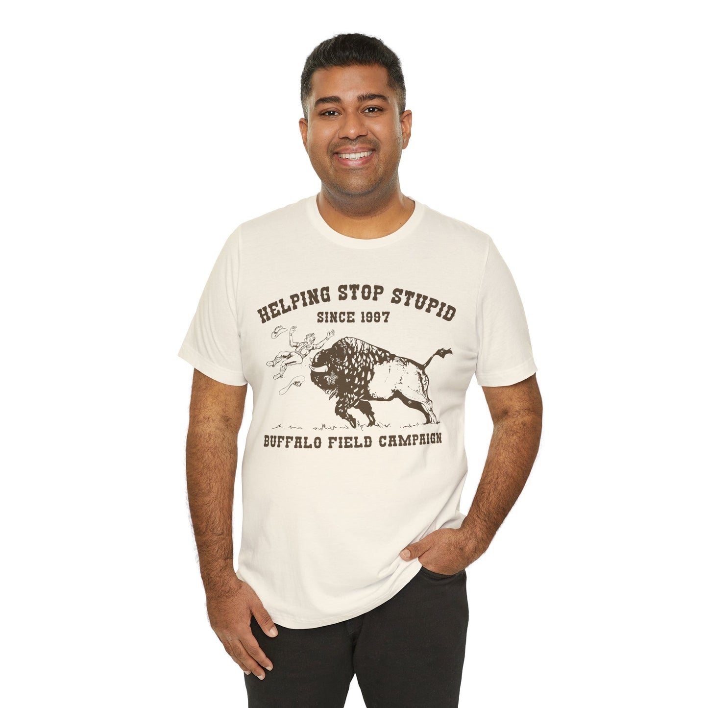 Buffalo Field Campaign Tee — "Helping Stop Stupid" Vintage Conservation T-Shirt