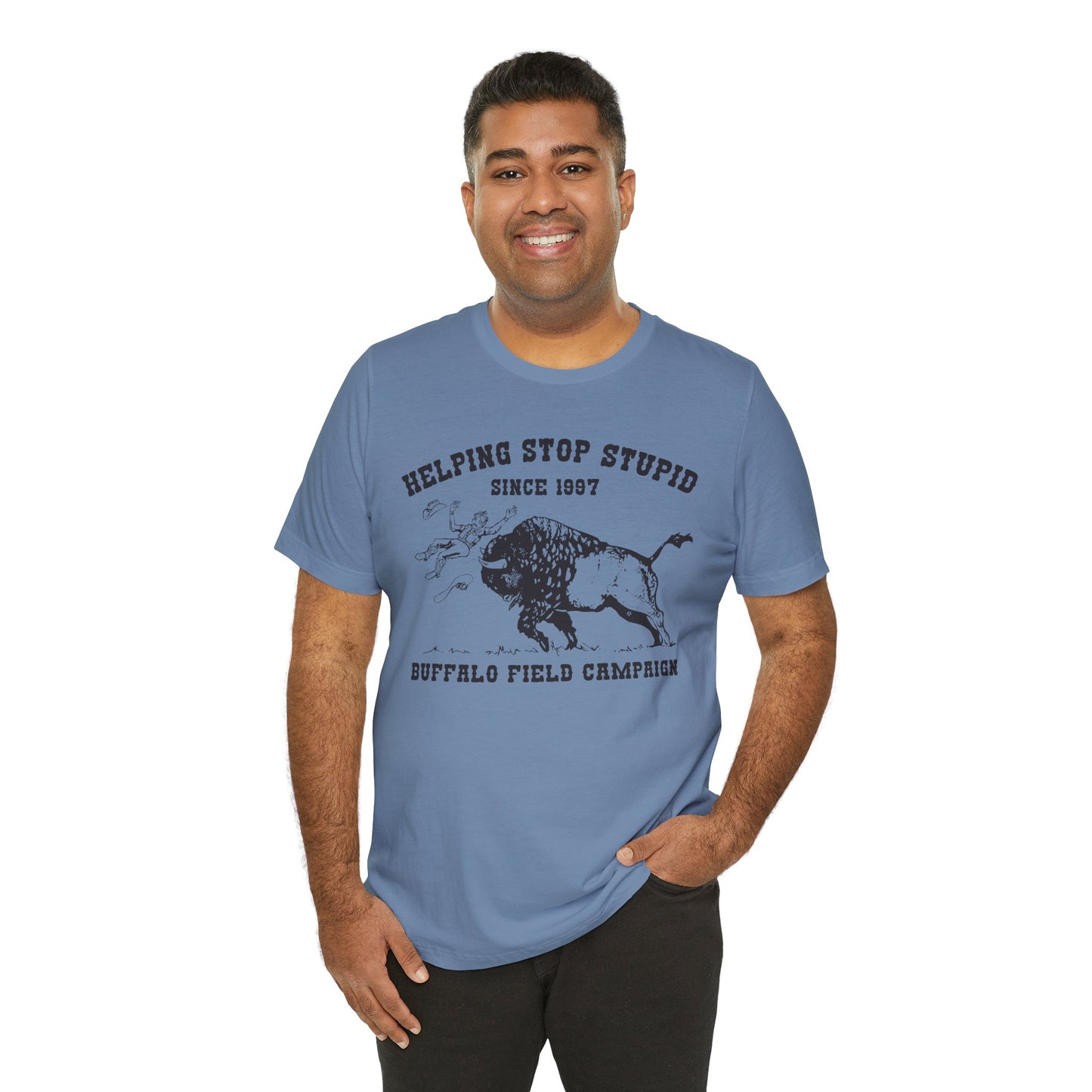Buffalo Field Campaign Tee — "Helping Stop Stupid" Vintage Conservation T-Shirt