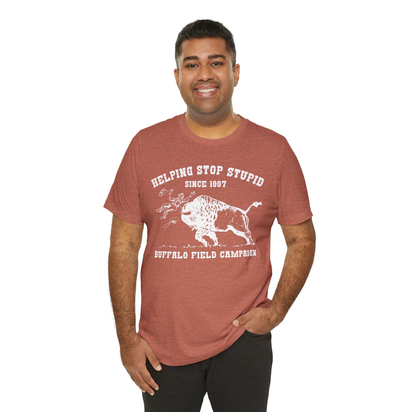 Buffalo Field Campaign Tee — "Helping Stop Stupid" Vintage Conservation T-Shirt
