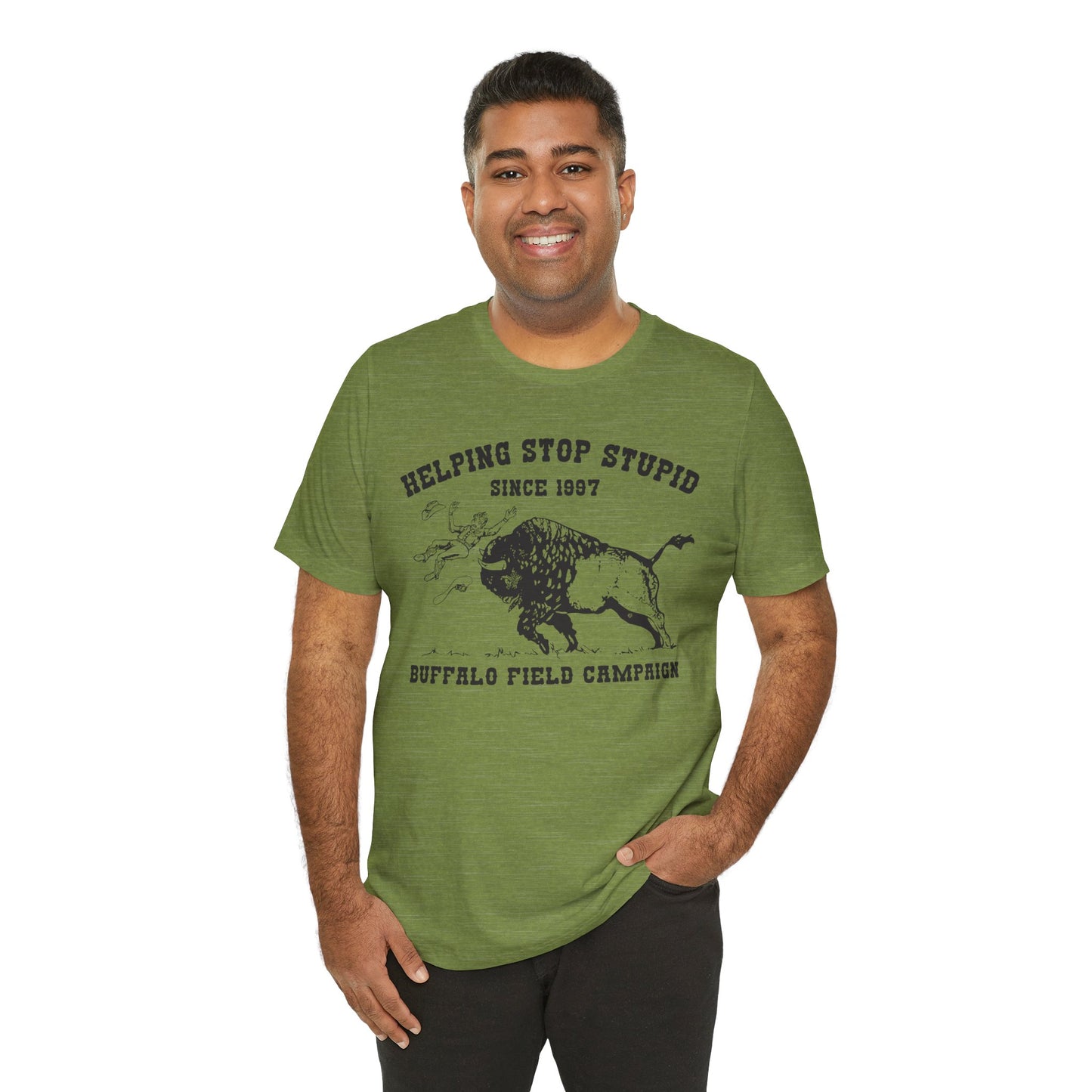Buffalo Field Campaign Tee — "Helping Stop Stupid" Vintage Conservation T-Shirt