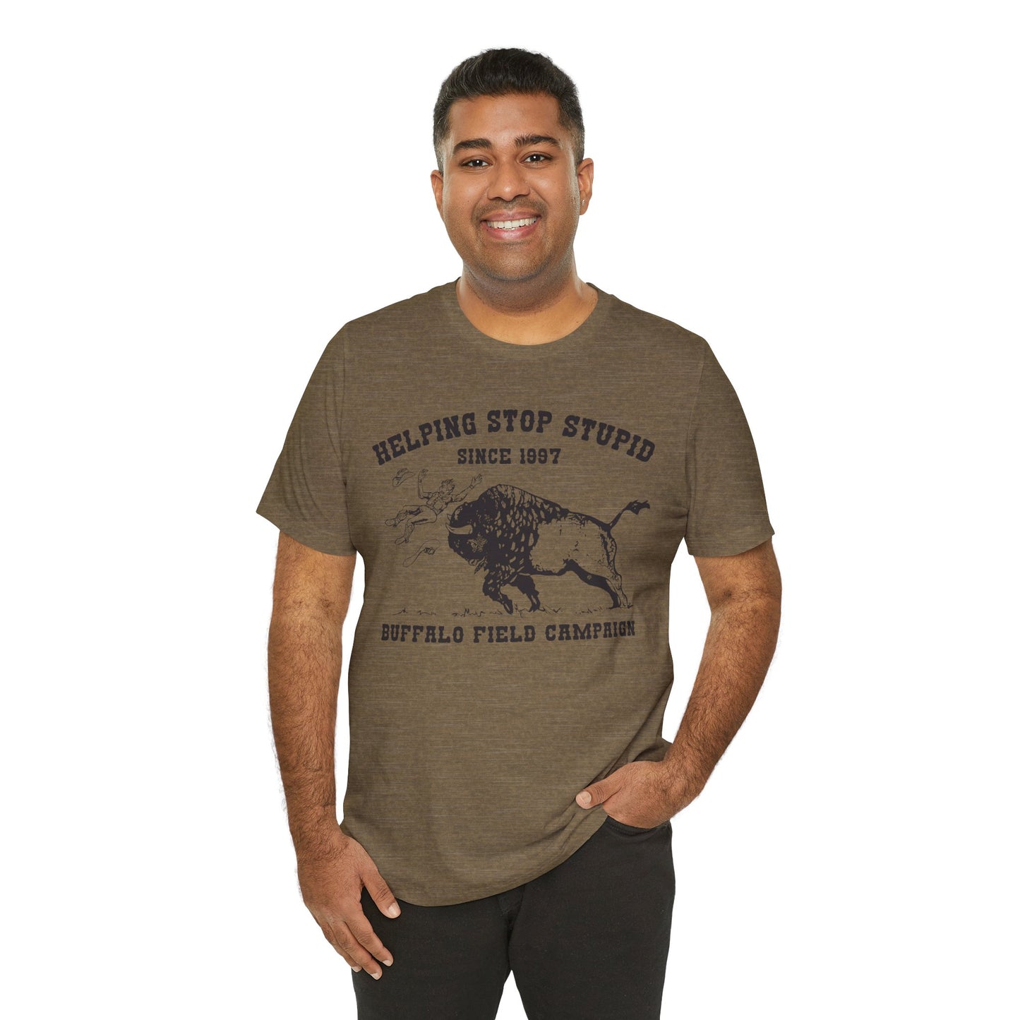 Buffalo Field Campaign Tee — "Helping Stop Stupid" Vintage Conservation T-Shirt