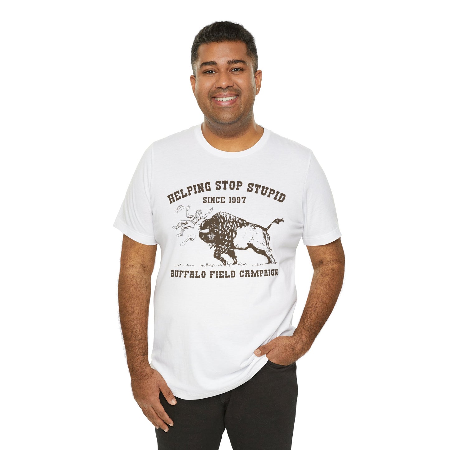 Buffalo Field Campaign Tee — "Helping Stop Stupid" Vintage Conservation T-Shirt