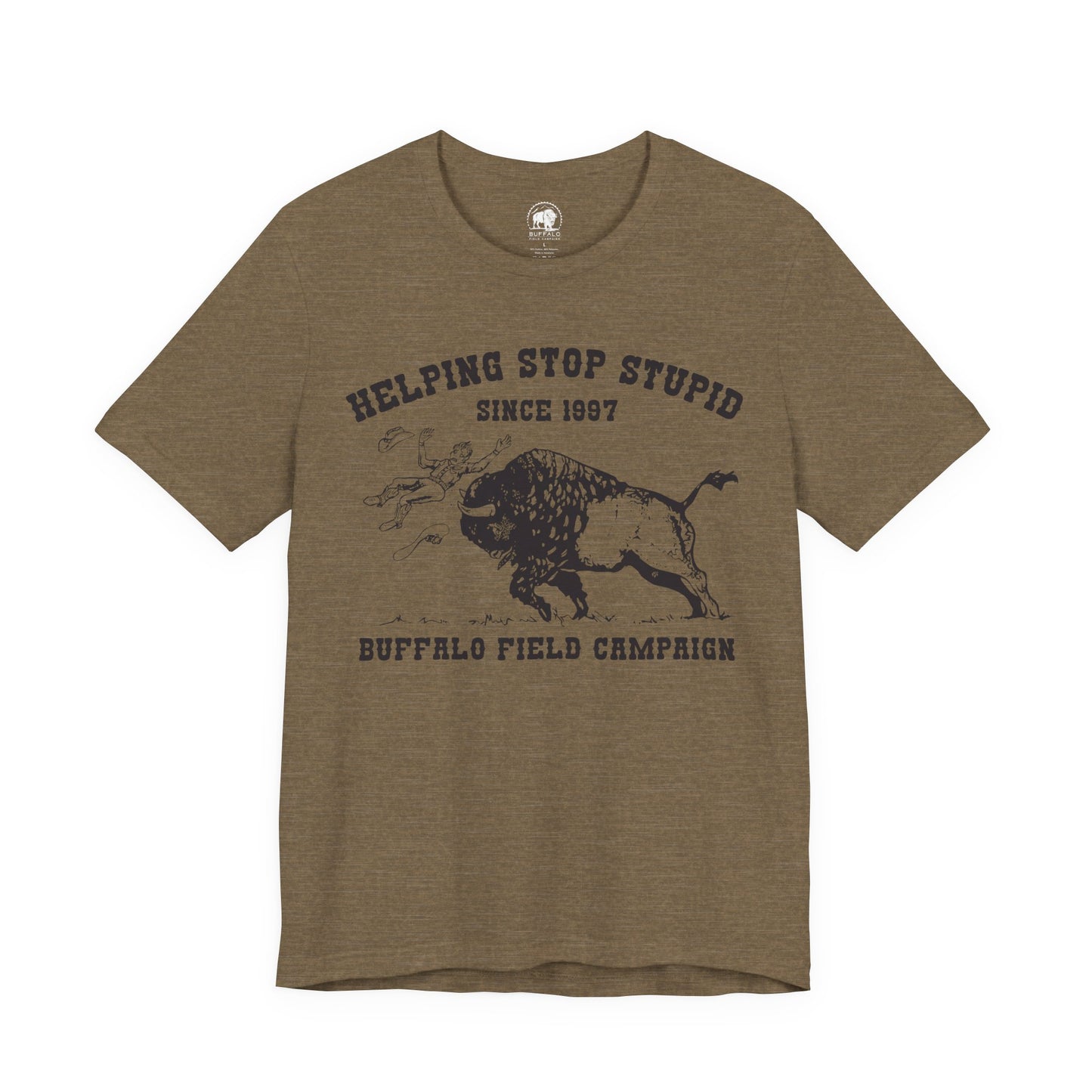 Buffalo Field Campaign Tee — "Helping Stop Stupid" Vintage Conservation T-Shirt